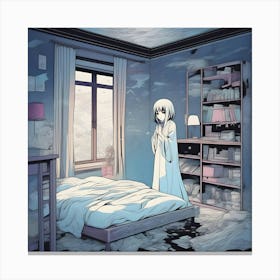 Manga Girl In A Room 2 Canvas Print