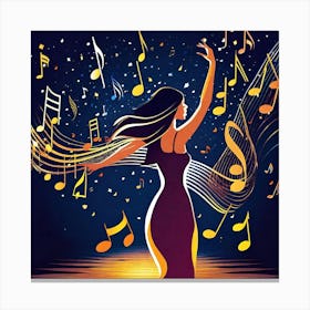 Music Note Girl Canvas Print