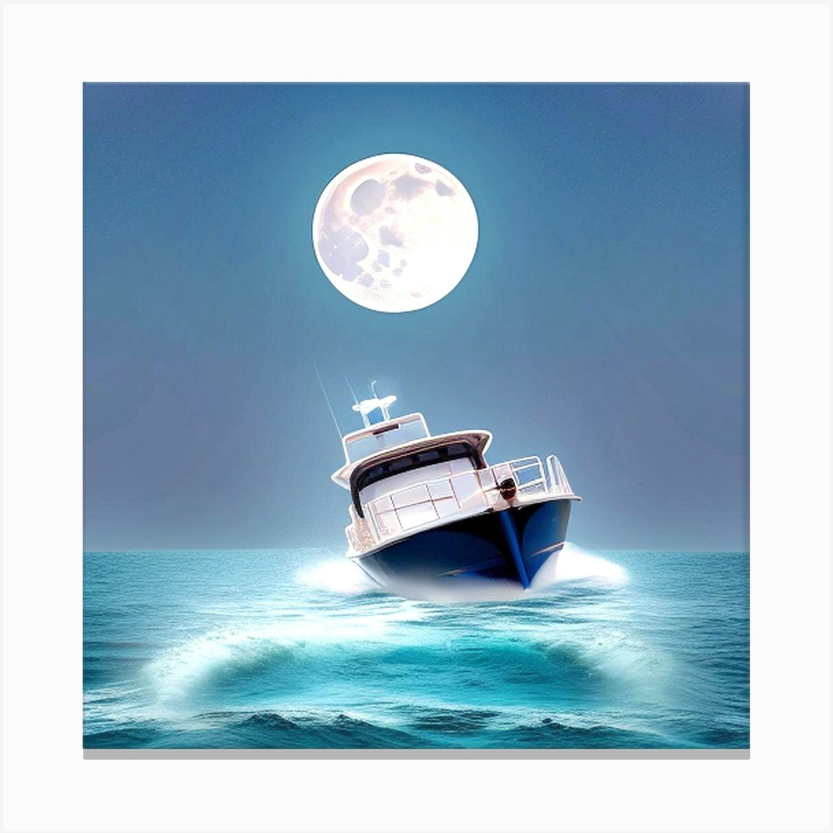 Moonlight Over The Ocean 3 Canvas Print by MdsArts - Fy