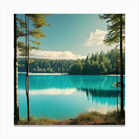 Blue Lake In The Forest 2 Canvas Print