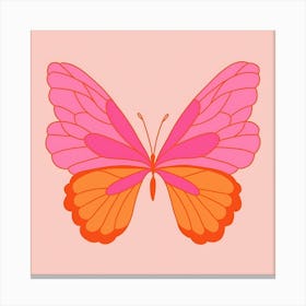 Butterfly On A Pink Background Canvas Print