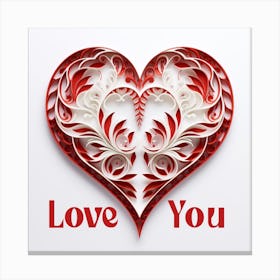 Paper Art Valentine's Day Red Heart Canvas Print