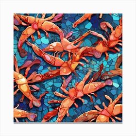 Seamless Pattern Of Shrimps 2 Canvas Print