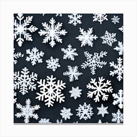 Snowflakes On A Black Background Canvas Print