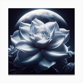 White Flower With Moon Canvas Print