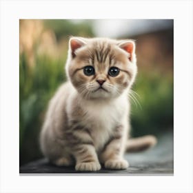 A Cute Scottish Fold Kitty, Pixar Style, Watercolor Illustration Style 8k, Png (16) Canvas Print
