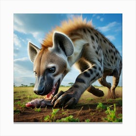 Hyena Eating A Dead Animal Canvas Print