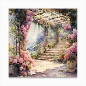 Seraphic Blooms: Opulent Watercolour Symphony Canvas Print