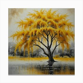 Leonardo Lightning Xl Watercolor Art Yellow Wooden Willow Tree 0 Canvas Print