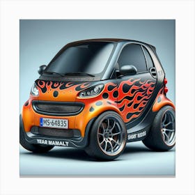 Smart Car With Flames 1 Canvas Print