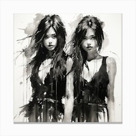 Two Women In Black 1 Canvas Print