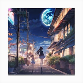 Moonlight Street Canvas Print