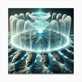 Cascade Sovereignty Scifi Aqua Bastion Shield Canvas Print