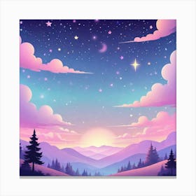 Sky With Twinkling Stars In Pastel Colors Square Composition 190 Canvas Print