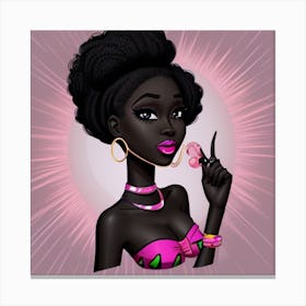 Black Girl With Pink Hair Canvas Print