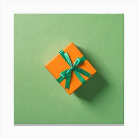 Gift Box On Green Background 4 Canvas Print