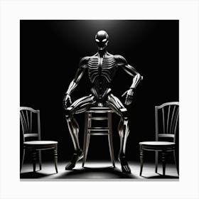 Skeleton Sitting On A Chair 9 Canvas Print