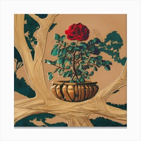 Red Rose In A Pot Canvas Print