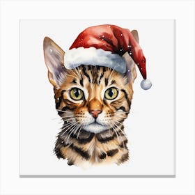 Bengal Cat In Santa Hat 1 Canvas Print