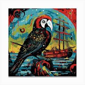 Parrot On A Ship Canvas Print