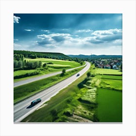 Nature Transportation City Summer Highway Expressway Grass Hill Traffic Country Up High G (2) Canvas Print