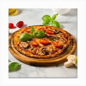 Pizza On A Wooden Board Canvas Print