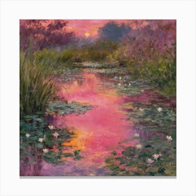 Tranquil Reflections Monet Inspired Painting Of A Serene Pond (2) Canvas Print