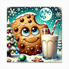 Christmas Cookies And Milk Canvas Print