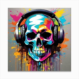 Skull With Headphones 7 Canvas Print