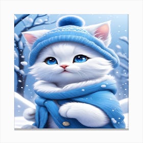 Snowy White Cat Canvas Print