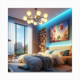 Bedroom With Tv Canvas Print