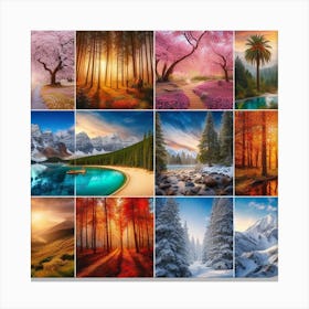 nature in different seasons Canvas Print