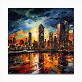 Cityscape At Night 6 Canvas Print