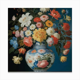 Beauty Of A Wanli Vase Overflowing Canvas Print