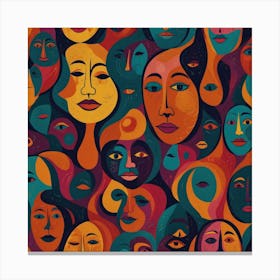 Colorful Collage Of Faces Canvas Print