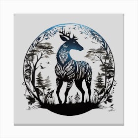 Deer In The Forest Canvas Print