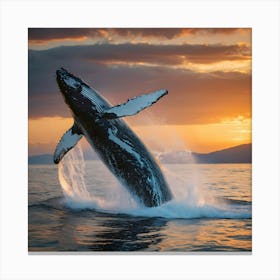 Humpback Whale Jumping 2 Canvas Print