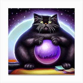 Black Cat With A Crystal Ball 3 Canvas Print