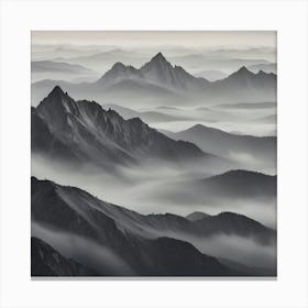 Mountain Range In Fog 2 Canvas Print