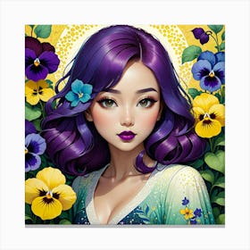 Asian Girl With Purple Hair 6 Canvas Print