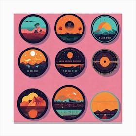 4 Badges Lo Fi Music With Minimalist Design (5) Canvas Print