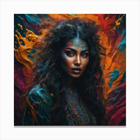 Color Splashed Woman Canvas Print