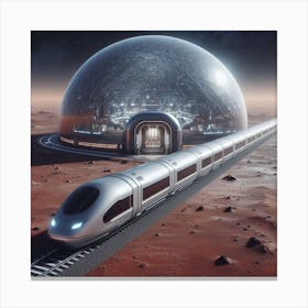 Futuristic Train On Mars Canvas Print