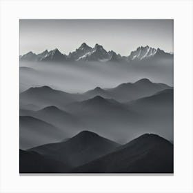 Mountain Range In Fog 4 Canvas Print