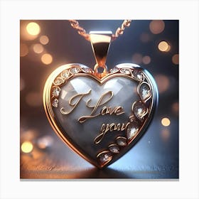 A Image Of A Pendant In A Heart Shape With I Love You Engraved On It 3 Canvas Print