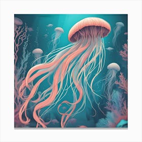 Beautiful Jellyfish_Teal And Pink Canvas Print