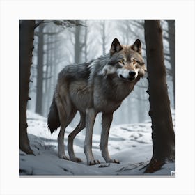 Wolf In The Woods 66 Canvas Print
