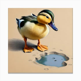 Duck In A Puddle Canvas Print