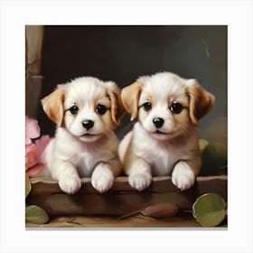 Puppy Painting Canvas Print