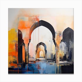 Abstract Contemporary Art Print - Yellow & Orange Archways Canvas Print